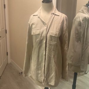 Studio Works Linen-Cotton Button Down Shirt Tan Size S